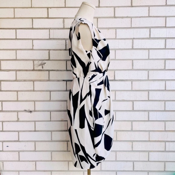 Express Sleeveless Abstract Print Draped Mini Sheath Midi Dress V-Neck Wrap Top - Picture 12 of 16